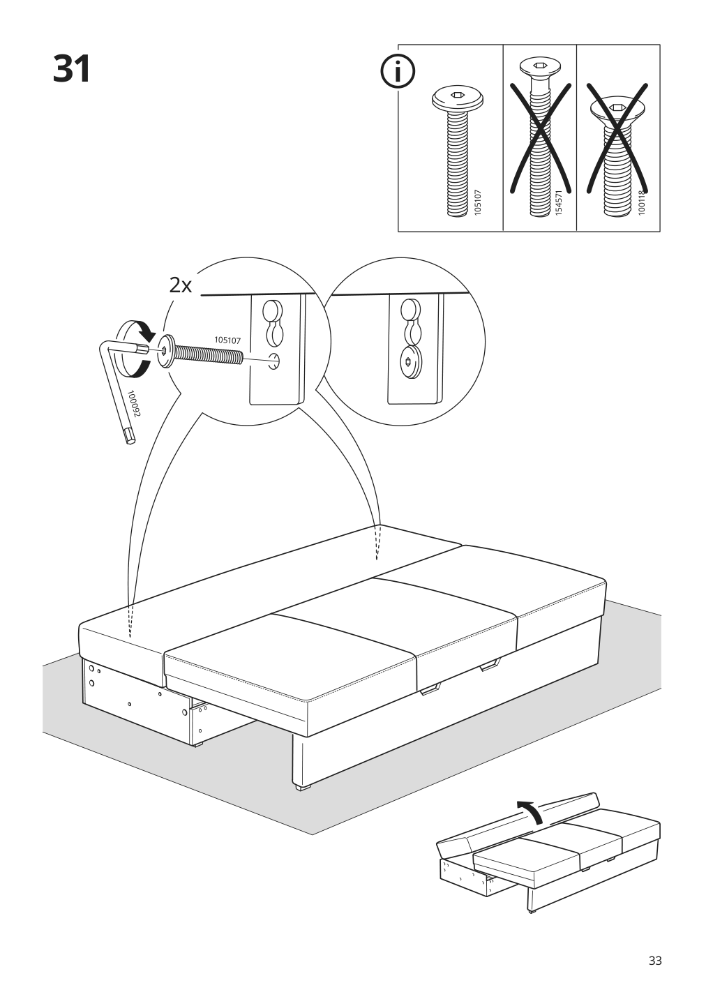 Assembly instructions for IKEA Barsloev sleeper sofa tibbleby beige gray | Page 33 - IKEA BÅRSLÖV sleeper sofa 805.415.89