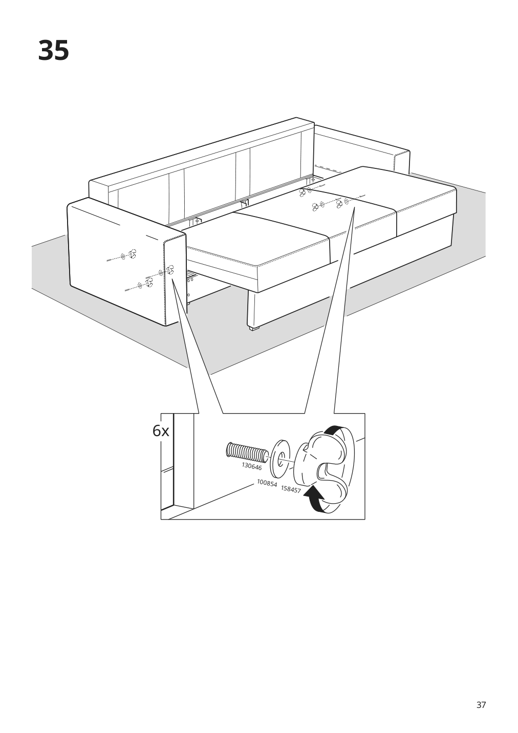 Assembly instructions for IKEA Barsloev sleeper sofa tibbleby beige gray | Page 37 - IKEA BÅRSLÖV sleeper sofa 805.415.89