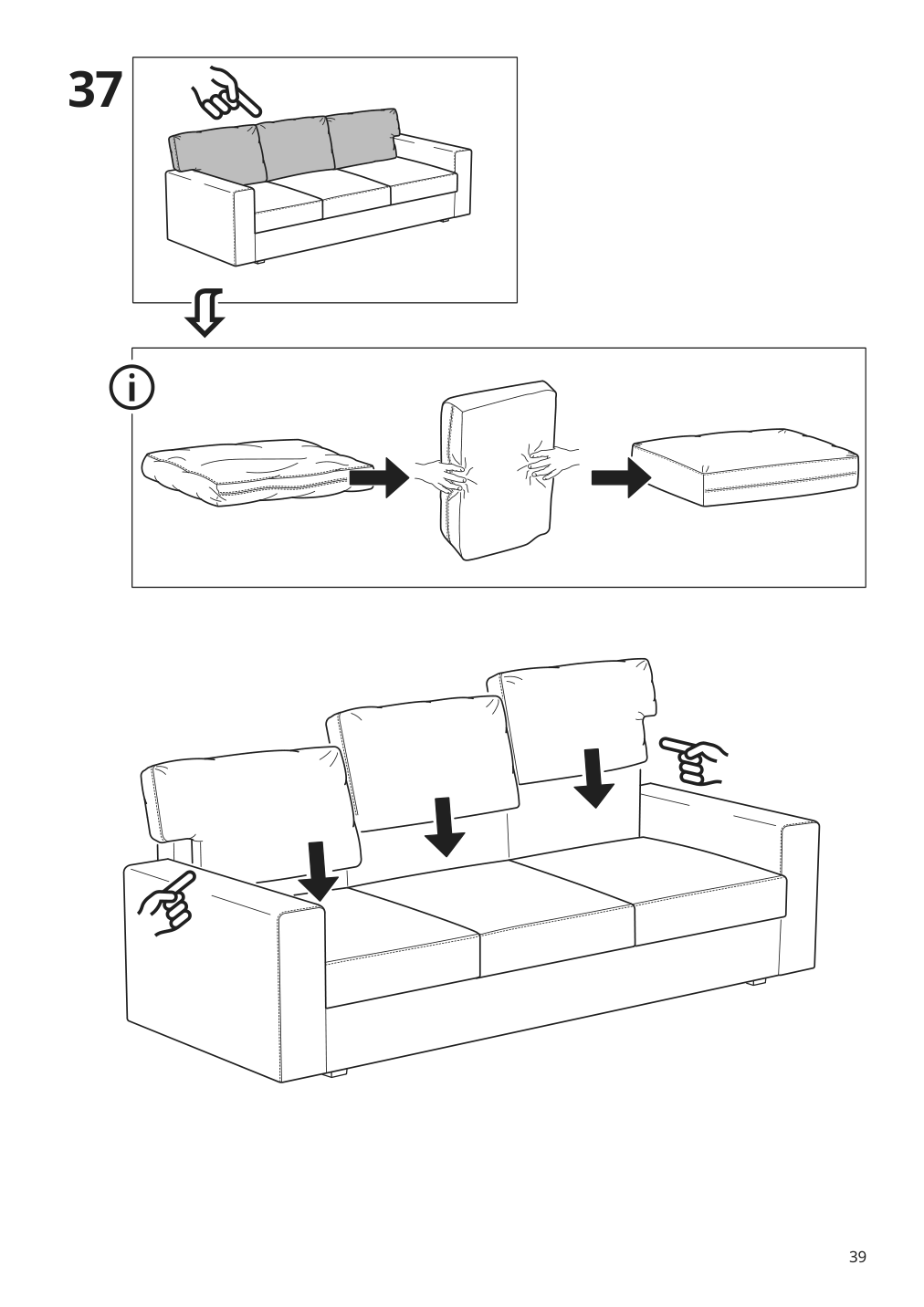 Assembly instructions for IKEA Barsloev sleeper sofa tibbleby beige gray | Page 39 - IKEA BÅRSLÖV sleeper sofa 805.415.89