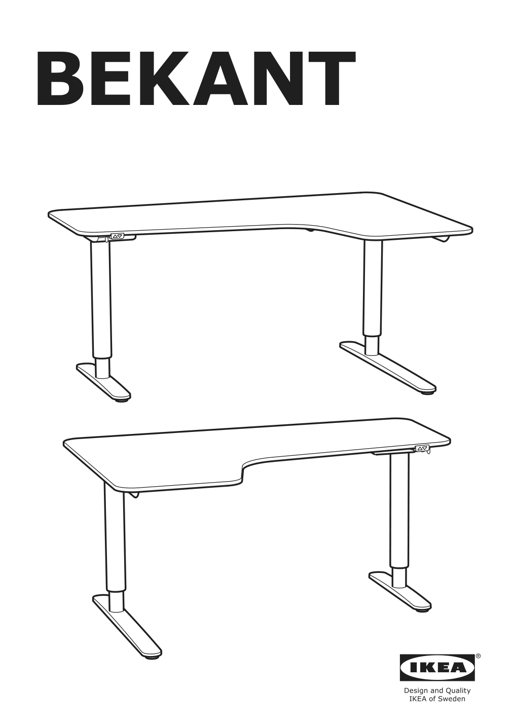 Assembly instructions for IKEA Bekant sit stand underframe corner table black | Page 1 - IKEA BEKANT corner desk left sit/stand 292.822.64