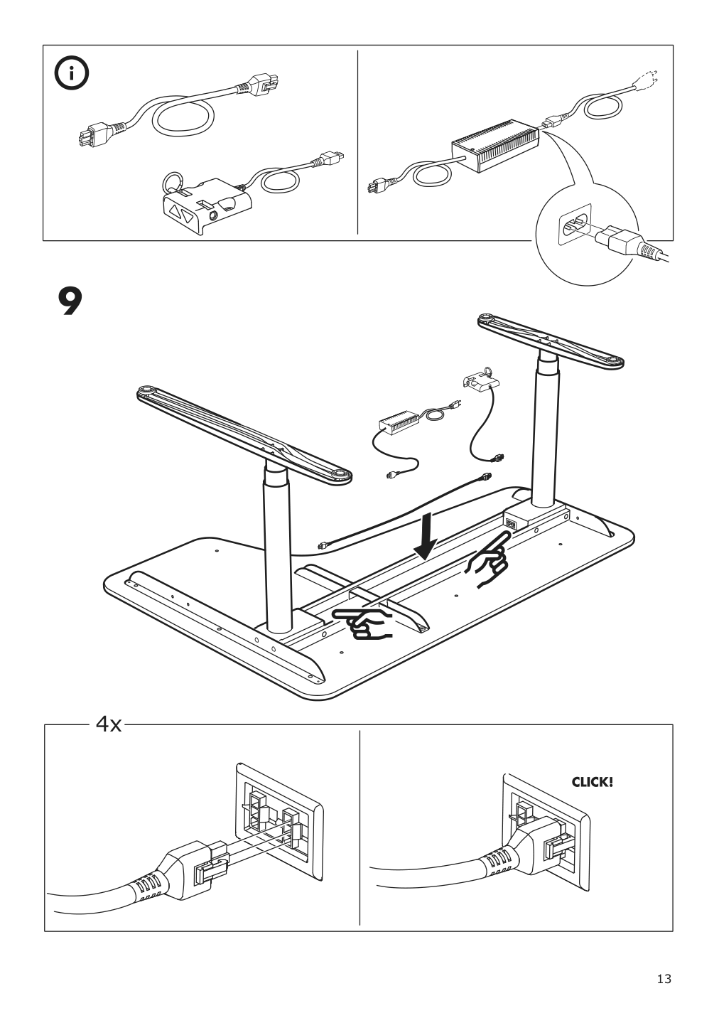 Assembly instructions for IKEA Bekant sit stand underframe corner table white | Page 13 - IKEA BEKANT corner desk right sit/stand 892.823.36