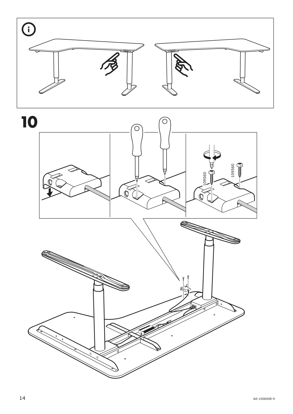 Assembly instructions for IKEA Bekant sit stand underframe corner table white | Page 14 - IKEA BEKANT corner desk right sit/stand 290.225.01