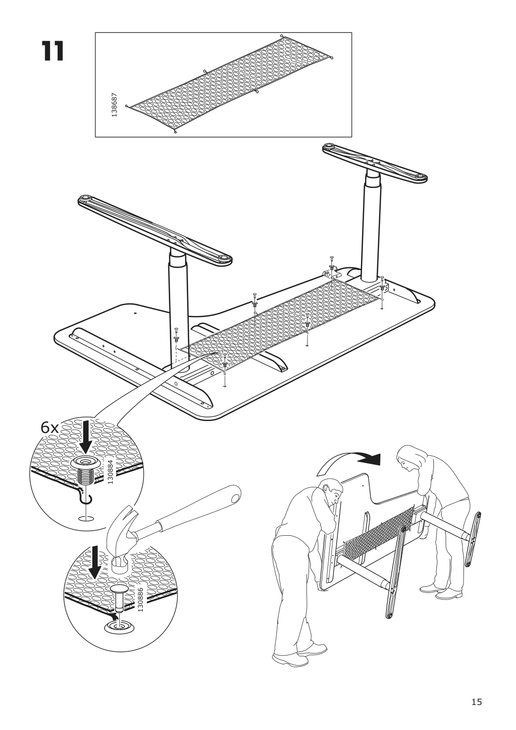 Assembly instructions for IKEA Bekant sit stand underframe corner table white | Page 15 - IKEA BEKANT corner desk right sit/stand 290.225.01