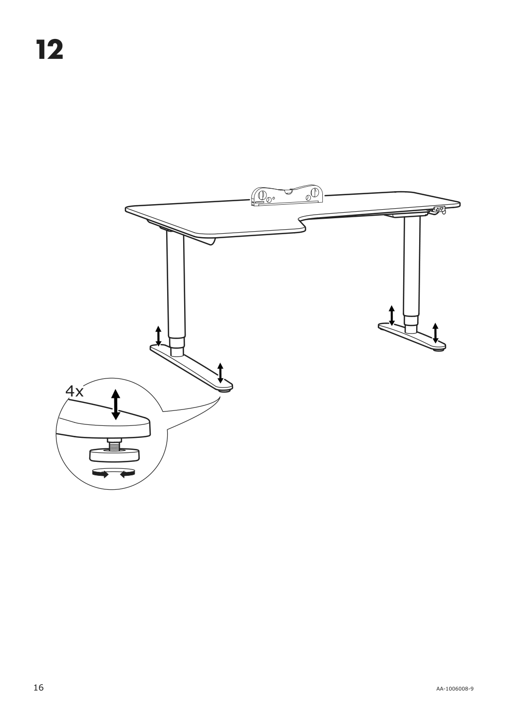 Assembly instructions for IKEA Bekant sit stand underframe corner table white | Page 16 - IKEA BEKANT corner desk left sit/stand 990.222.77