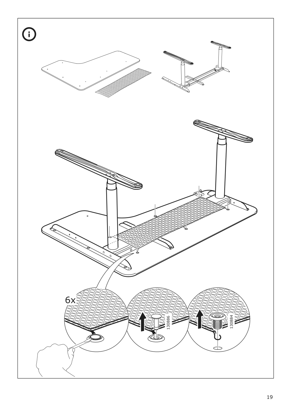 Assembly instructions for IKEA Bekant sit stand underframe corner table white | Page 19 - IKEA BEKANT corner desk right sit/stand 892.823.36