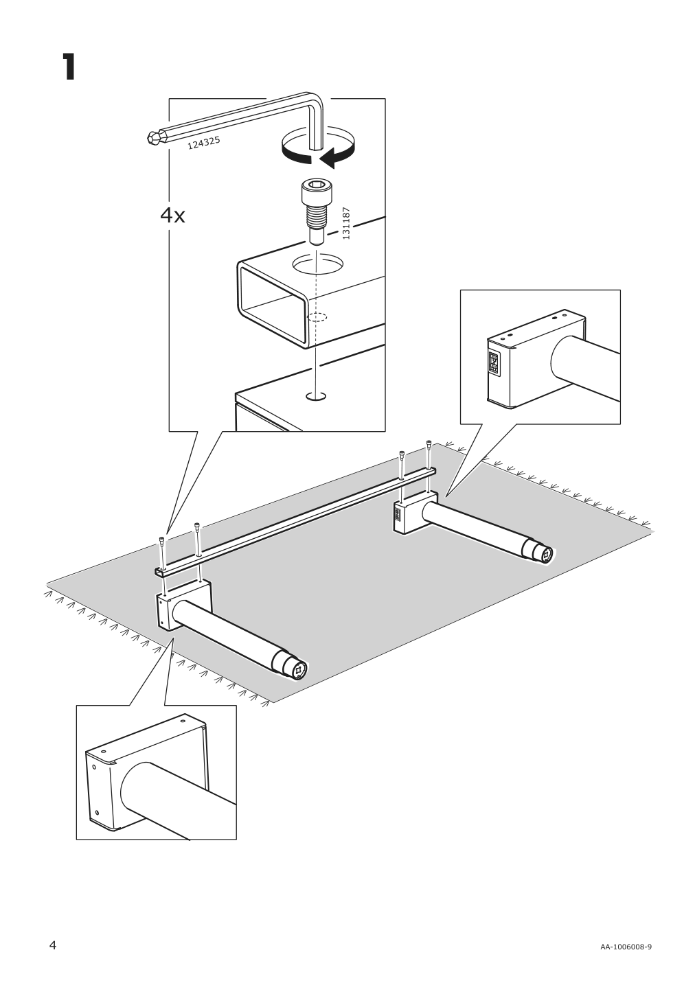 Assembly instructions for IKEA Bekant sit stand underframe corner table white | Page 4 - IKEA BEKANT corner desk left sit/stand 192.822.93