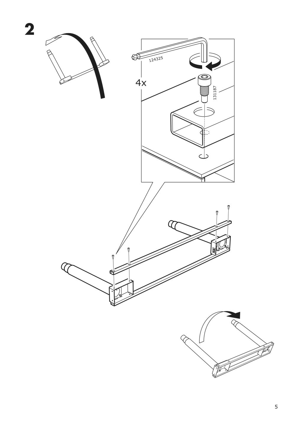 Assembly instructions for IKEA Bekant sit stand underframe corner table white | Page 5 - IKEA BEKANT corner desk right sit/stand 692.823.56