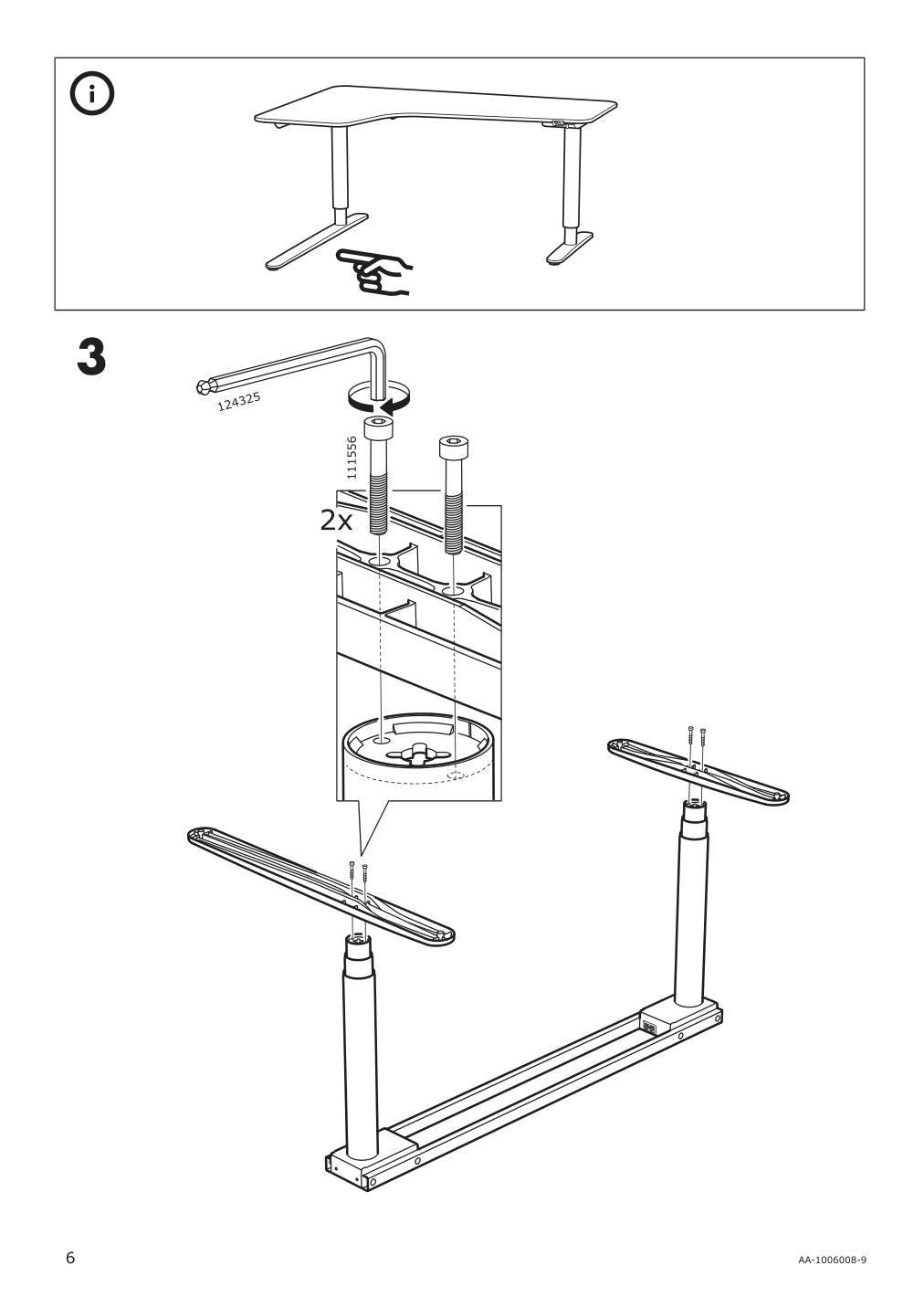 Assembly instructions for IKEA Bekant sit stand underframe corner table white | Page 6 - IKEA BEKANT corner desk right sit/stand 892.823.36