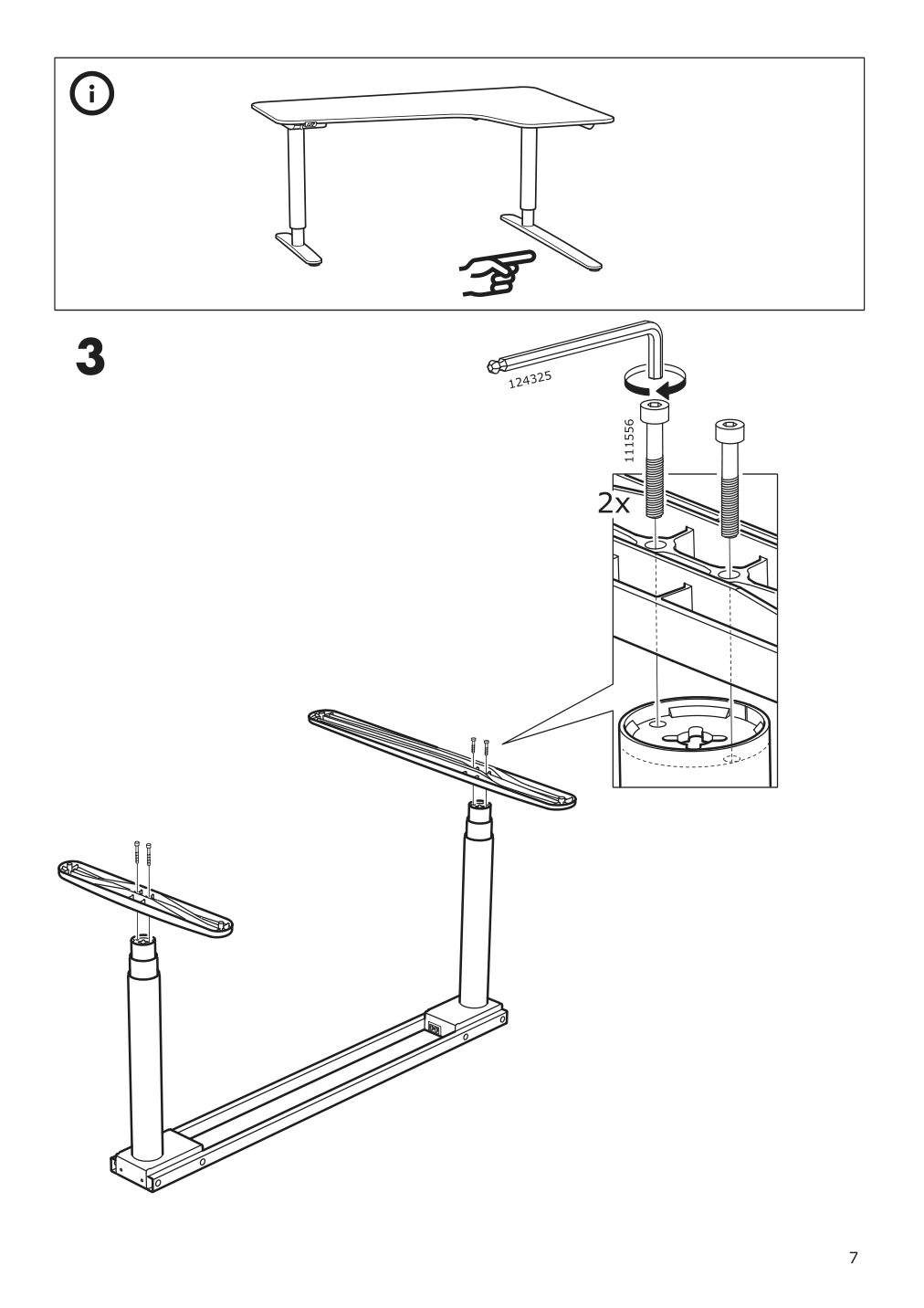 Assembly instructions for IKEA Bekant sit stand underframe corner table white | Page 7 - IKEA BEKANT corner desk left sit/stand 192.822.93