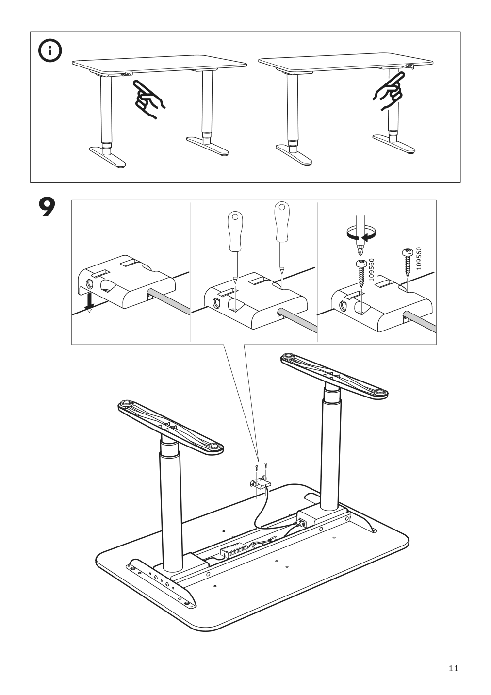 Assembly instructions for IKEA Bekant sit stand underframe for table top white | Page 11 - IKEA BEKANT sit/stand underframe for table top 902.552.52