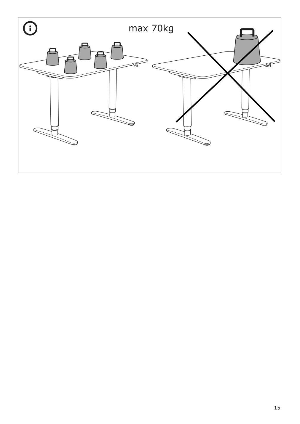 Assembly instructions for IKEA Bekant sit stand underframe for table top white | Page 15 - IKEA BEKANT desk sit/stand 490.225.19