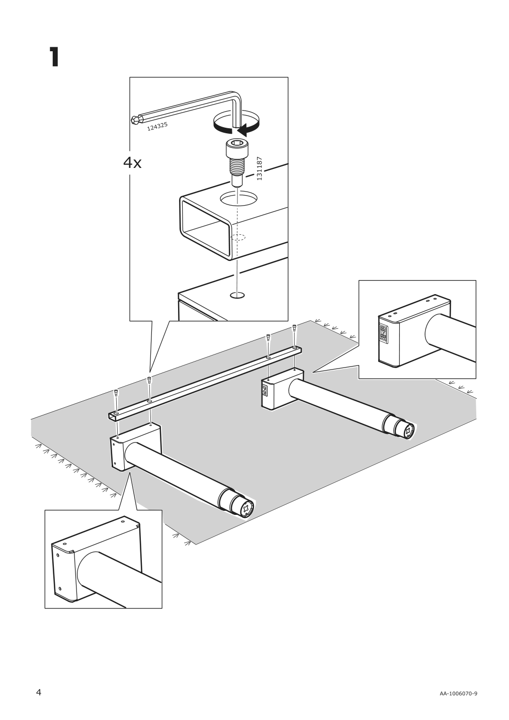 Assembly instructions for IKEA Bekant sit stand underframe for table top black | Page 4 - IKEA BEKANT sit/stand underframe for table top 302.552.50