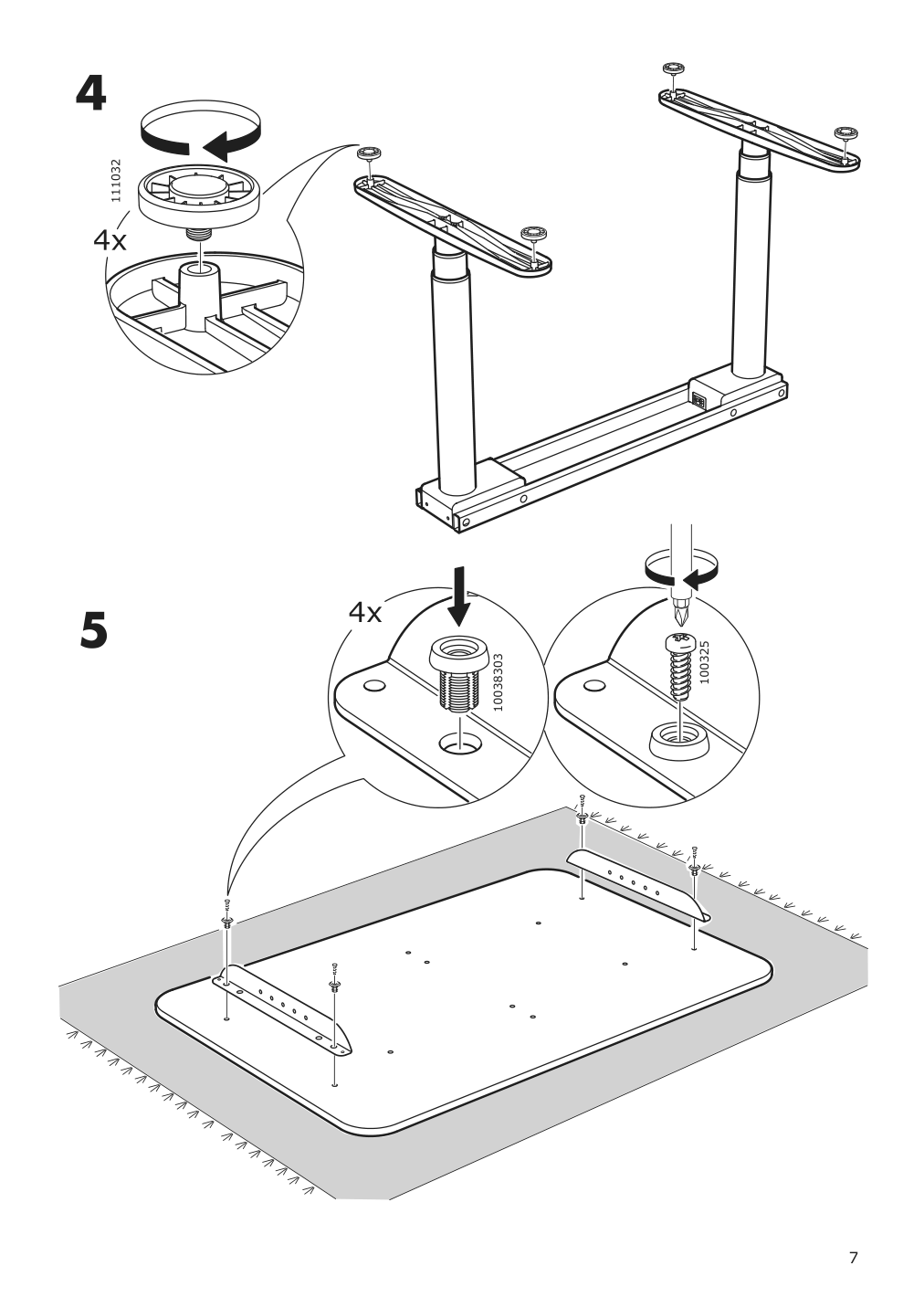 Assembly instructions for IKEA Bekant sit stand underframe for table top white | Page 7 - IKEA BEKANT desk sit/stand 490.225.19