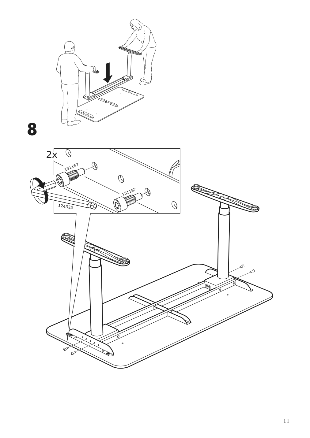 Assembly instructions for IKEA Bekant sit stand underframe for table top white | Page 11 - IKEA BEKANT sit/stand underframe for table top 002.552.56