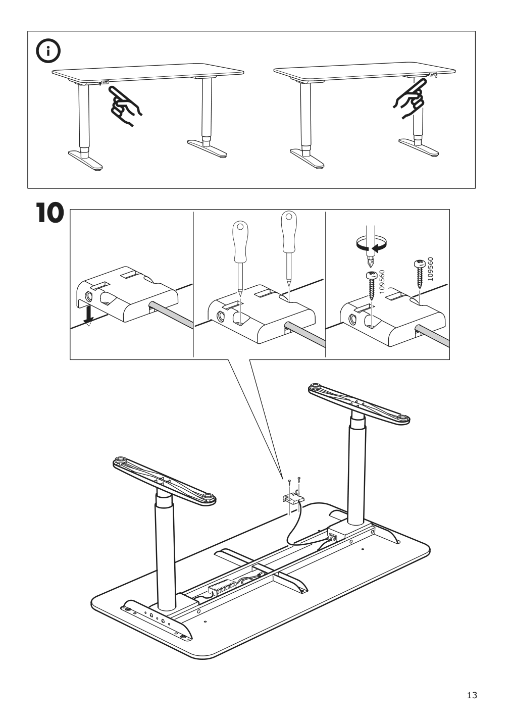 Assembly instructions for IKEA Bekant sit stand underframe for table top white | Page 13 - IKEA BEKANT sit/stand underframe for table top 002.552.56