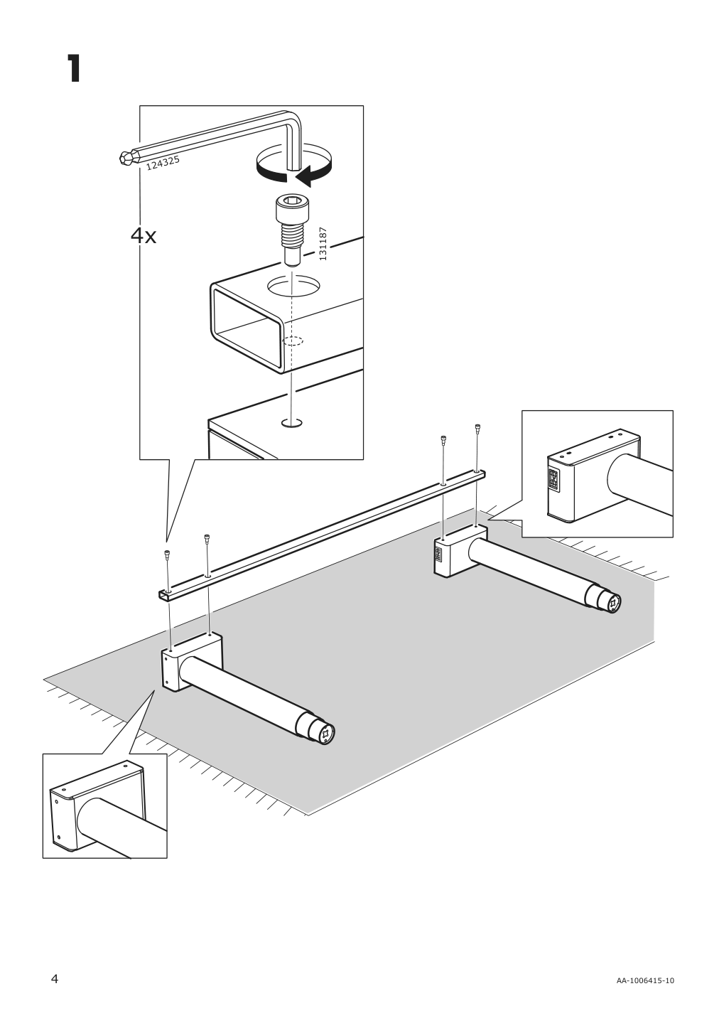 Assembly instructions for IKEA Bekant sit stand underframe for table top black | Page 4 - IKEA BEKANT sit/stand underframe for table top 502.552.54