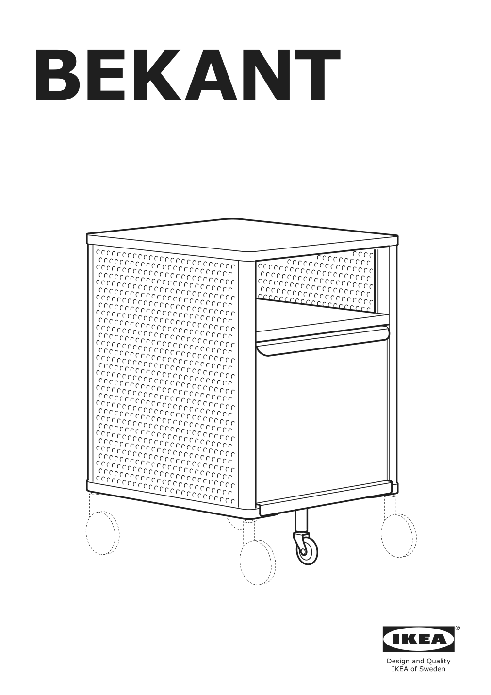 Assembly instructions for IKEA Bekant storage unit mesh black | Page 1 - IKEA BEKANT storage unit on casters 192.824.29