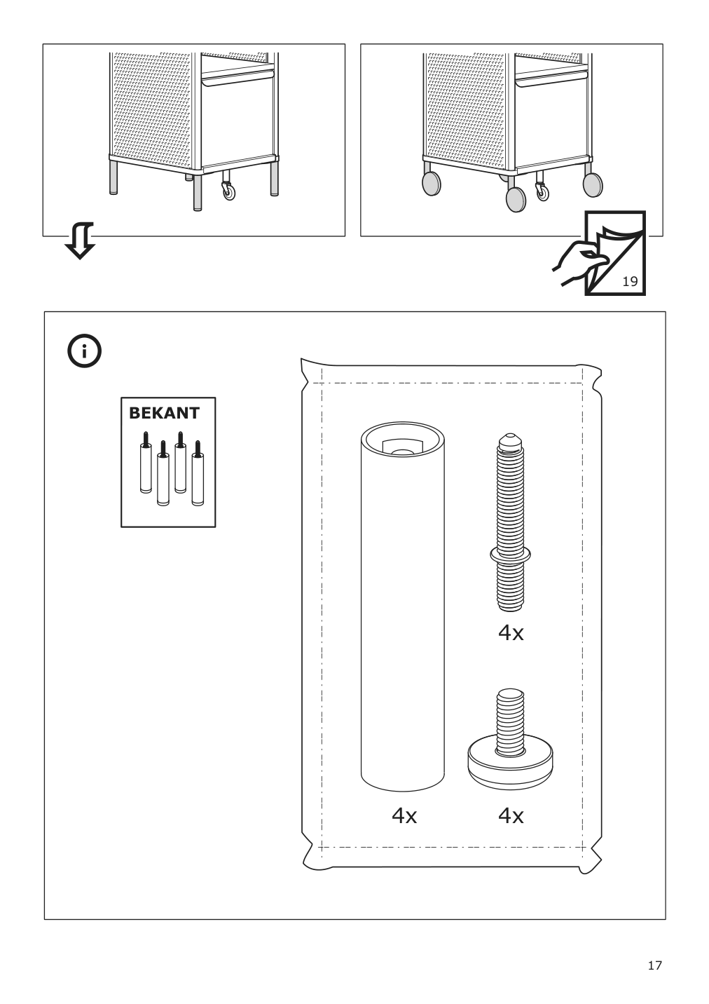 Assembly instructions for IKEA Bekant storage unit mesh black | Page 17 - IKEA BEKANT storage unit on casters 192.824.29