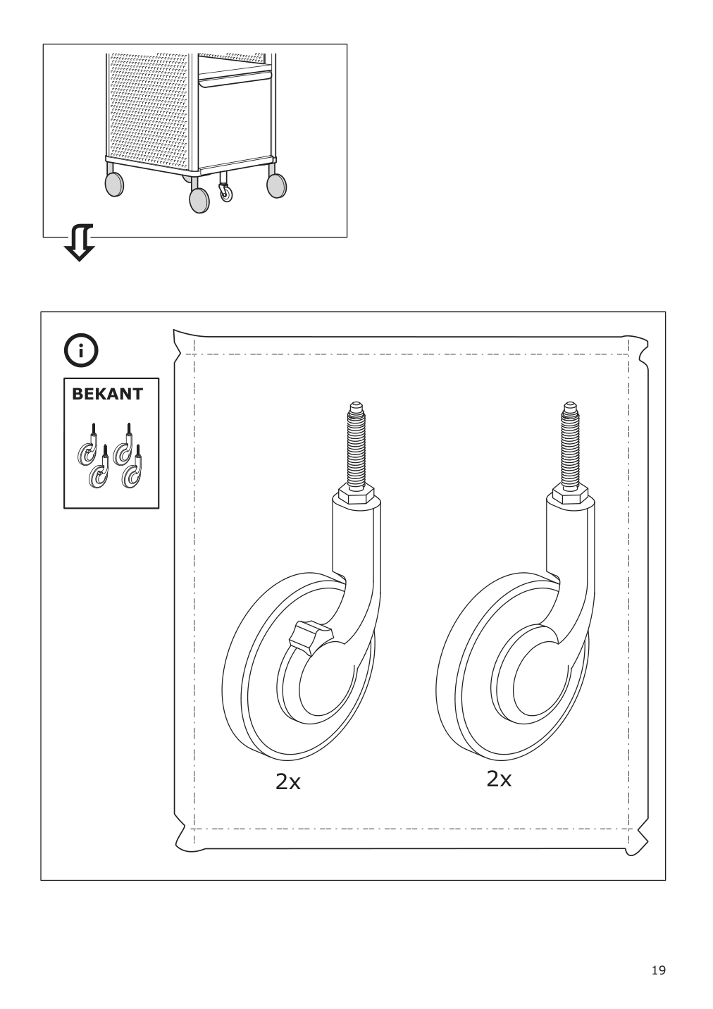 Assembly instructions for IKEA Bekant storage unit mesh black | Page 19 - IKEA BEKANT storage unit on casters 192.824.29