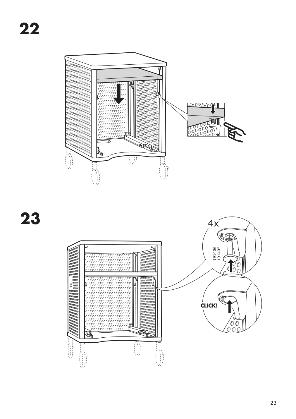 Assembly instructions for IKEA Bekant storage unit mesh black | Page 23 - IKEA BEKANT storage unit on casters 192.824.29