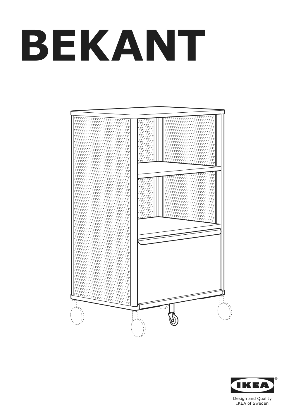 Assembly instructions for IKEA Bekant storage unit mesh black | Page 1 - IKEA BEKANT storage unit on casters 792.825.44