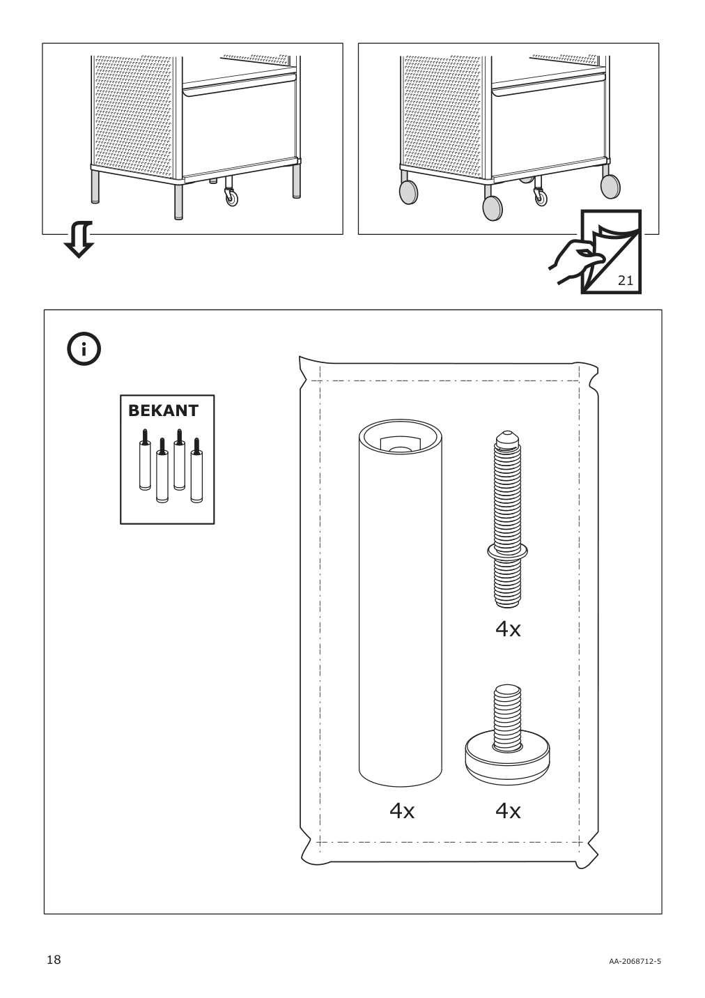 Assembly instructions for IKEA Bekant storage unit mesh black | Page 18 - IKEA BEKANT storage unit on casters 792.825.44