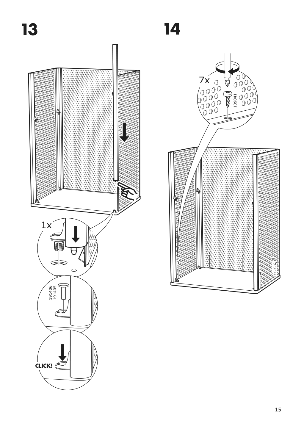 Assembly instructions for IKEA Bekant storage unit mesh white | Page 15 - IKEA BEKANT storage unit on casters 092.825.47