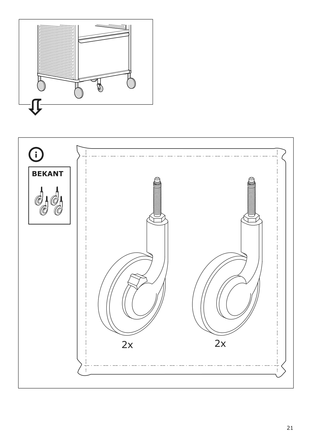 Assembly instructions for IKEA Bekant storage unit mesh white | Page 21 - IKEA BEKANT storage unit on casters 092.825.47