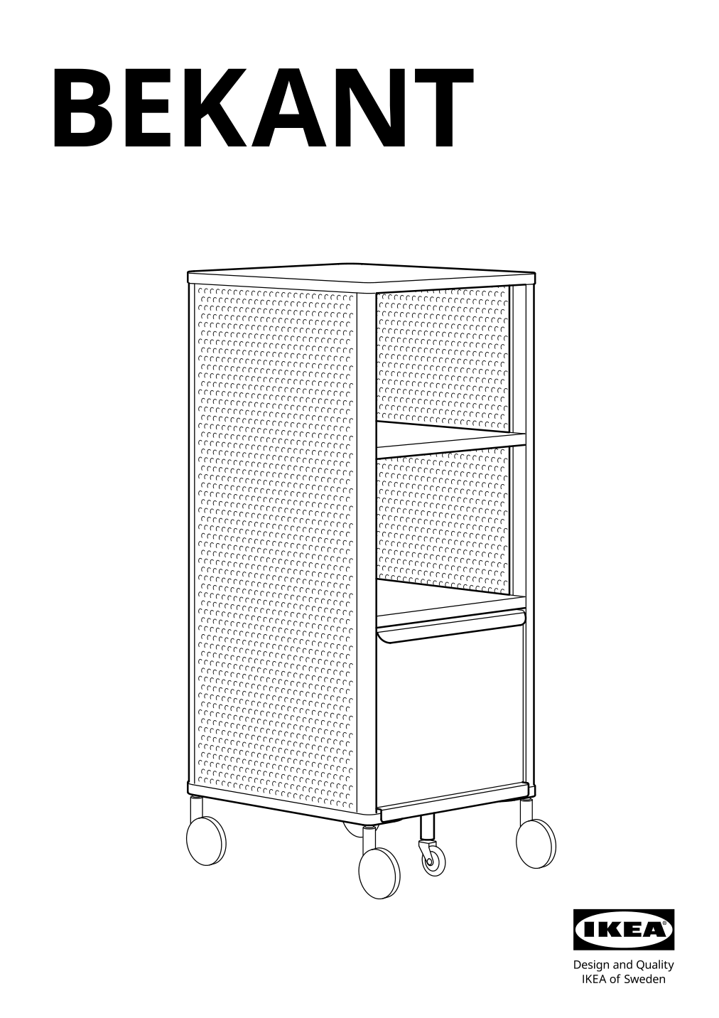 Assembly instructions for IKEA Bekant storage unit on casters mesh black | Page 1 - IKEA BEKANT storage unit on casters 205.913.70