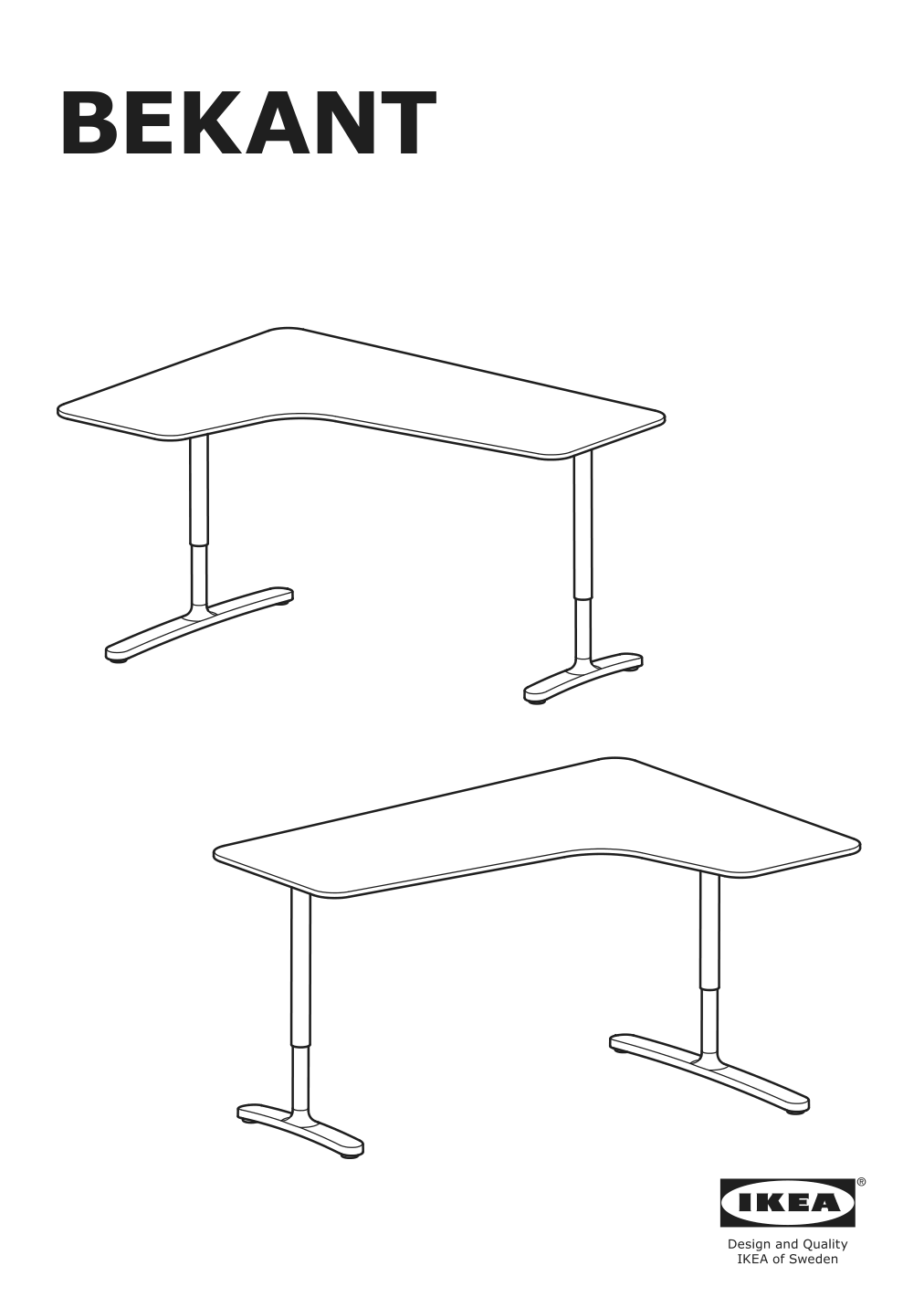 Assembly instructions for IKEA Bekant underframe for corner table top white | Page 1 - IKEA BEKANT corner desk-right 992.829.01