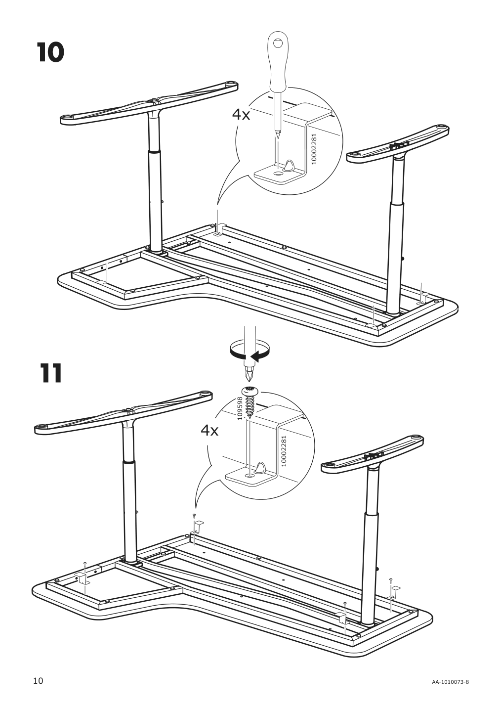 Assembly instructions for IKEA Bekant underframe for corner table top white | Page 10 - IKEA BEKANT workstation 190.465.74