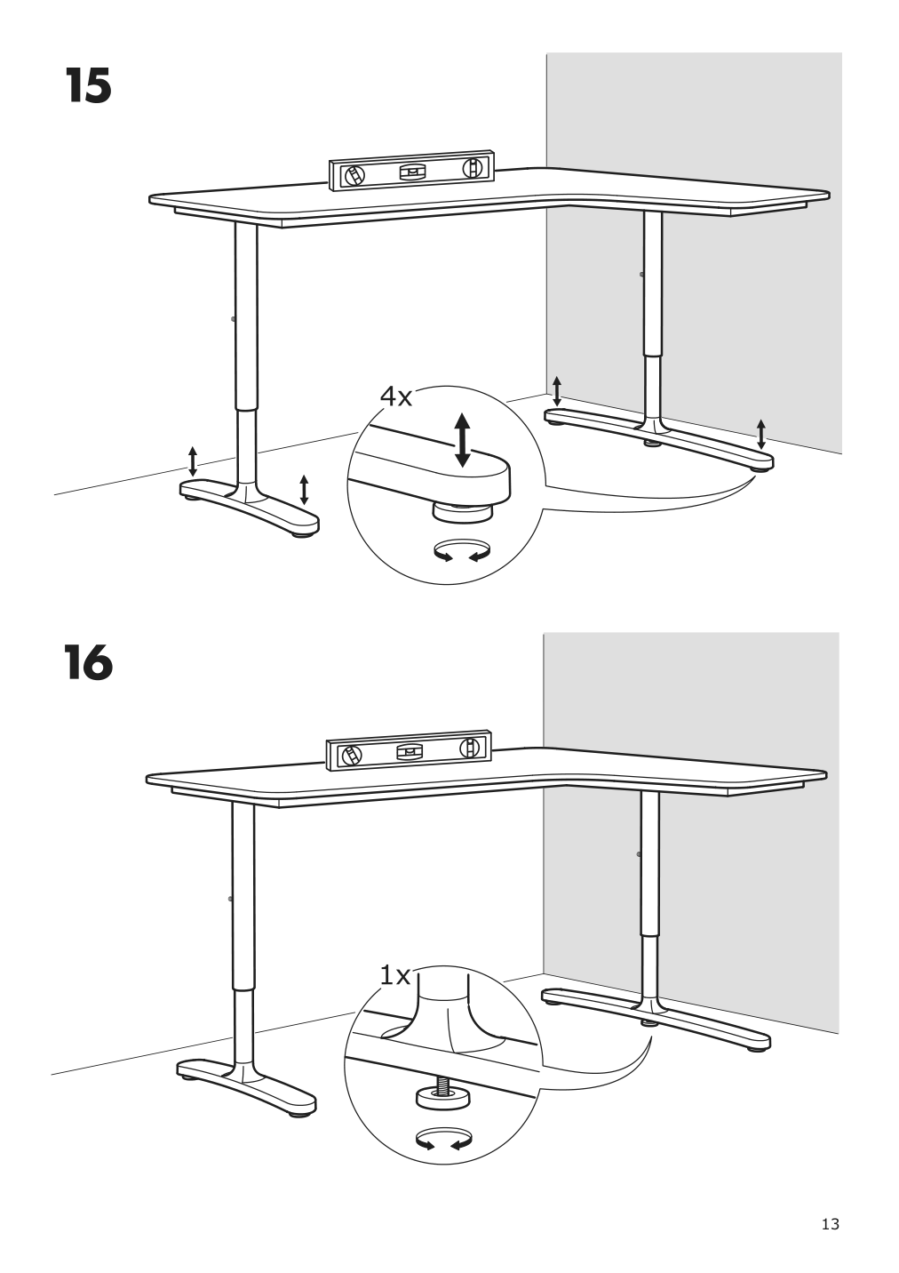 Assembly instructions for IKEA Bekant underframe for corner table top black | Page 13 - IKEA BEKANT corner desk-left 192.828.01