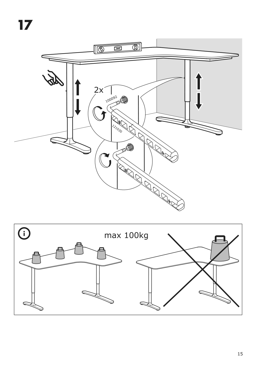 Assembly instructions for IKEA Bekant underframe for corner table top black | Page 15 - IKEA BEKANT corner desk-left 192.828.01