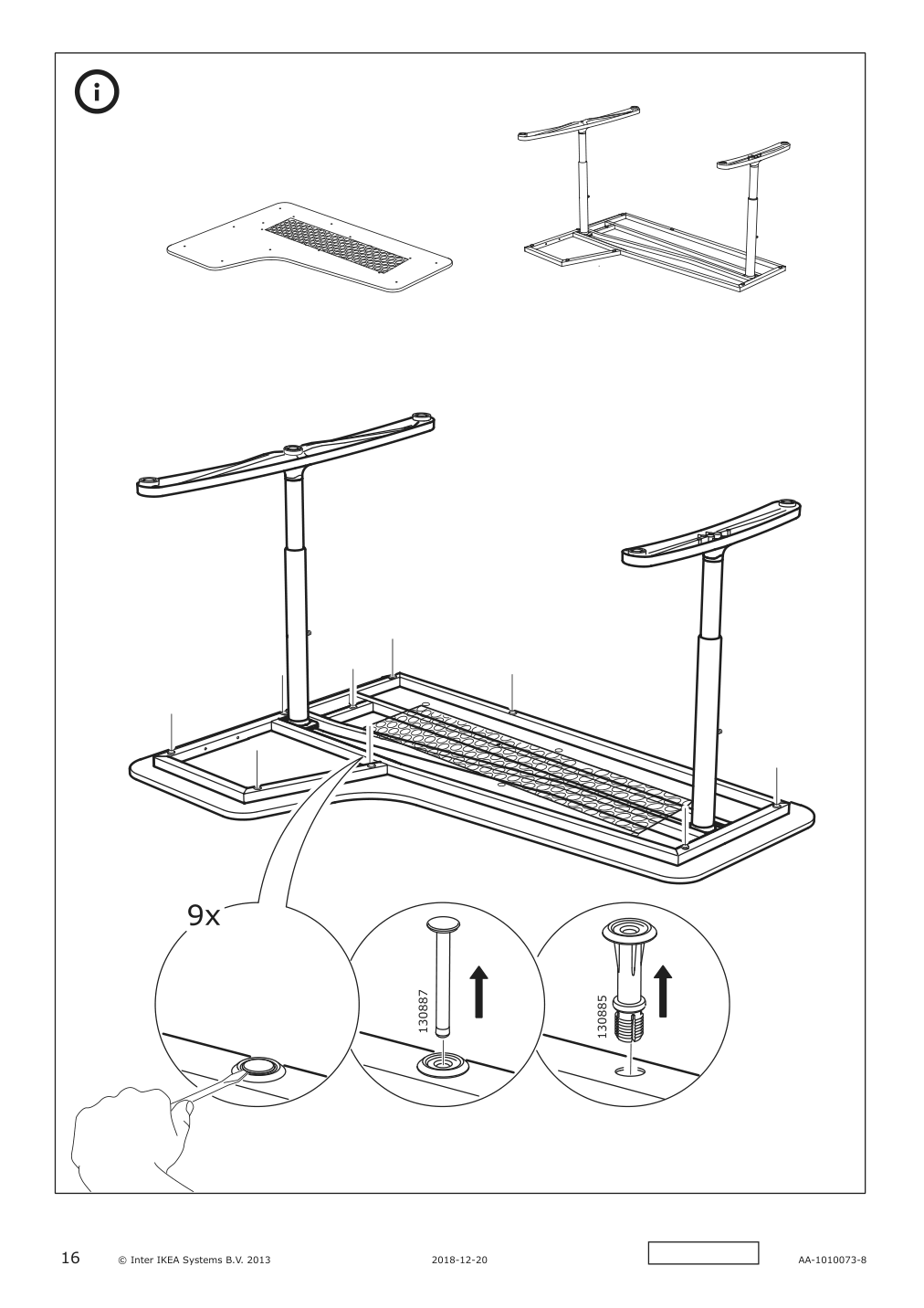 Assembly instructions for IKEA Bekant underframe for corner table top black | Page 16 - IKEA BEKANT corner desk-left 192.828.01