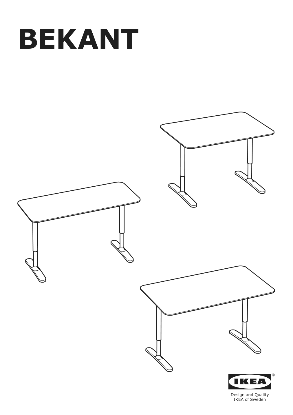 Assembly instructions for IKEA Bekant underframe for table top white | Page 1 - IKEA BEKANT desk with screen 093.873.61