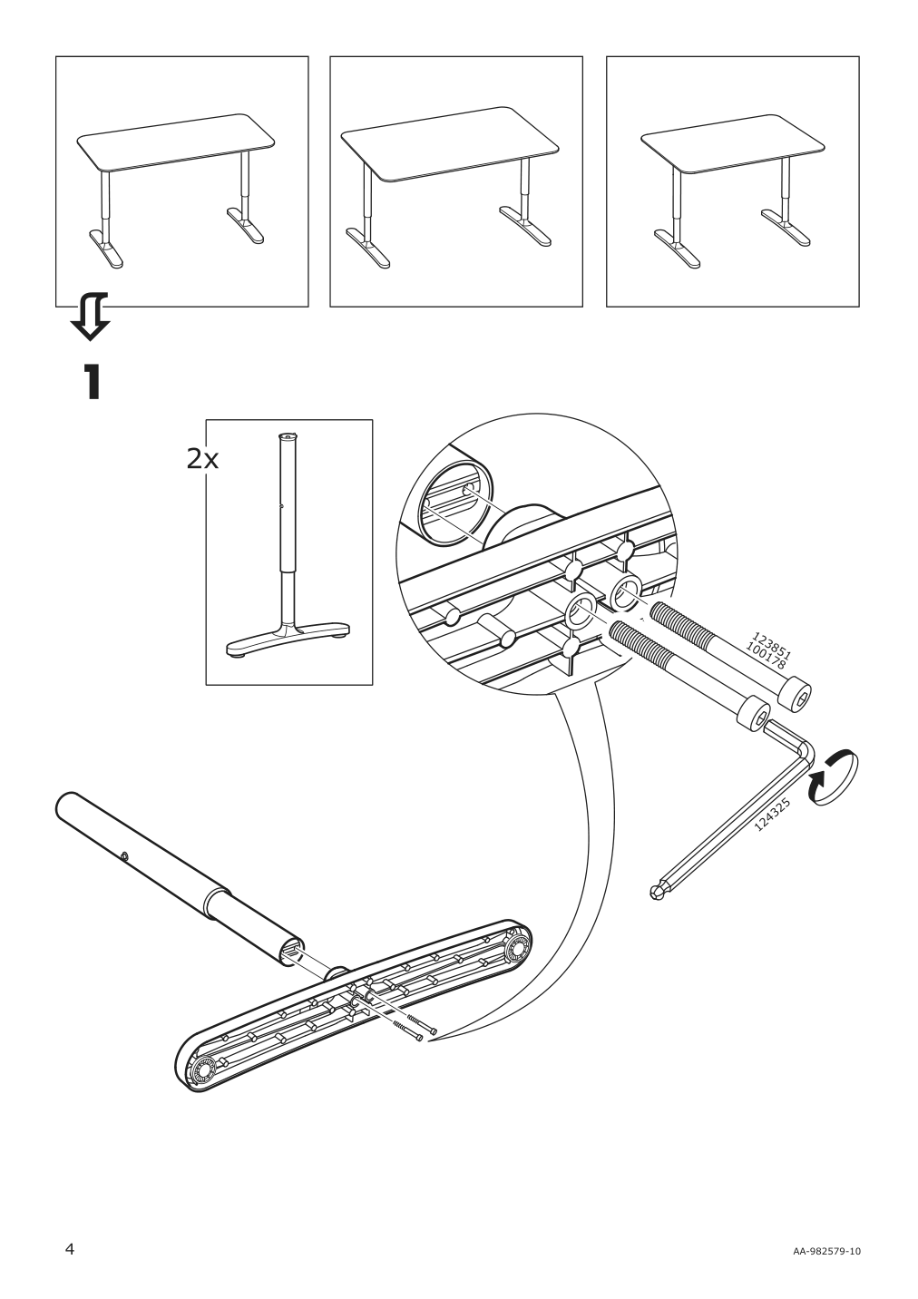 Assembly instructions for IKEA Bekant underframe for table top black | Page 4 - IKEA BEKANT / MATCHSPEL desk and chair 194.407.92