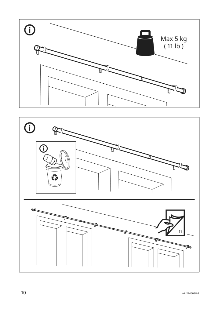 Assembly instructions for IKEA Bekraefta curtain rod set black | Page 10 - IKEA BEKRÄFTA curtain rod set 304.896.83