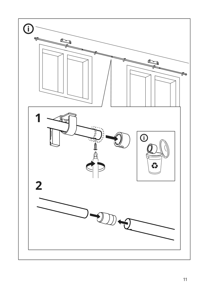 Assembly instructions for IKEA Bekraefta curtain rod set black | Page 11 - IKEA BEKRÄFTA curtain rod set 304.896.83