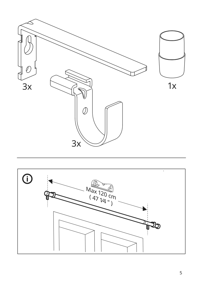 Assembly instructions for IKEA Bekraefta curtain rod set black | Page 5 - IKEA BEKRÄFTA curtain rod set 304.896.83