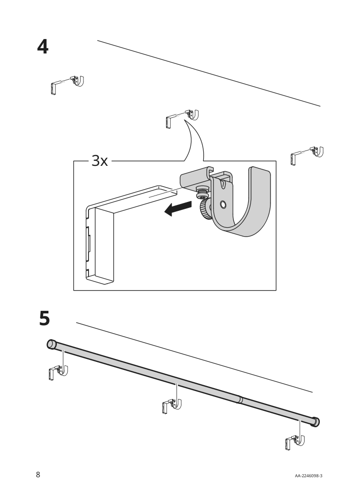 Assembly instructions for IKEA Bekraefta curtain rod set black | Page 8 - IKEA BEKRÄFTA curtain rod set 304.896.83