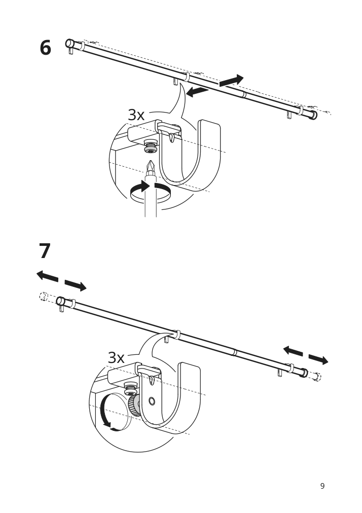 Assembly instructions for IKEA Bekraefta curtain rod set black | Page 9 - IKEA BEKRÄFTA curtain rod set 304.896.83