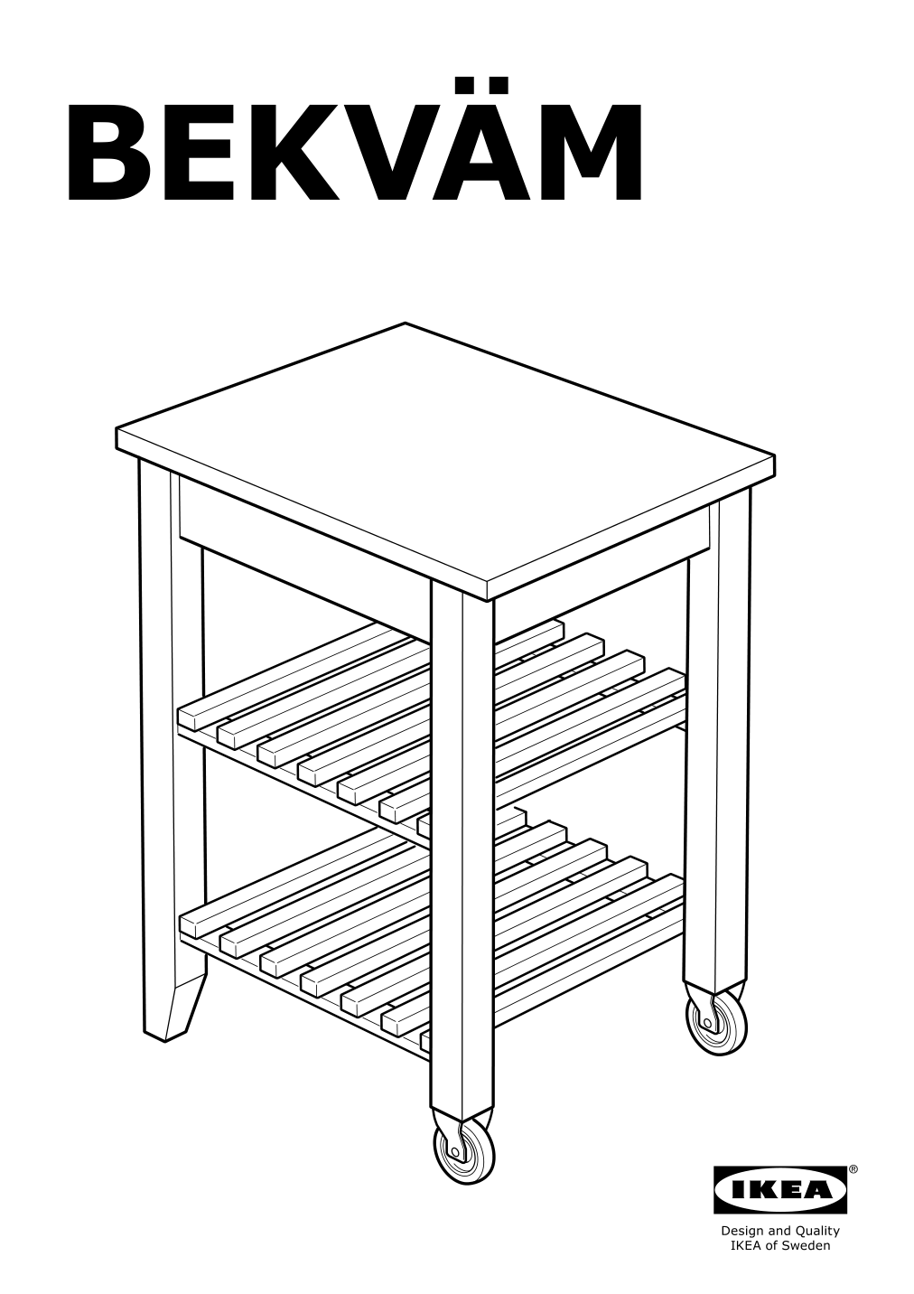 Assembly instructions for IKEA Bekvaem kitchen cart birch | Page 1 - IKEA BEKVÄM kitchen cart 302.403.48