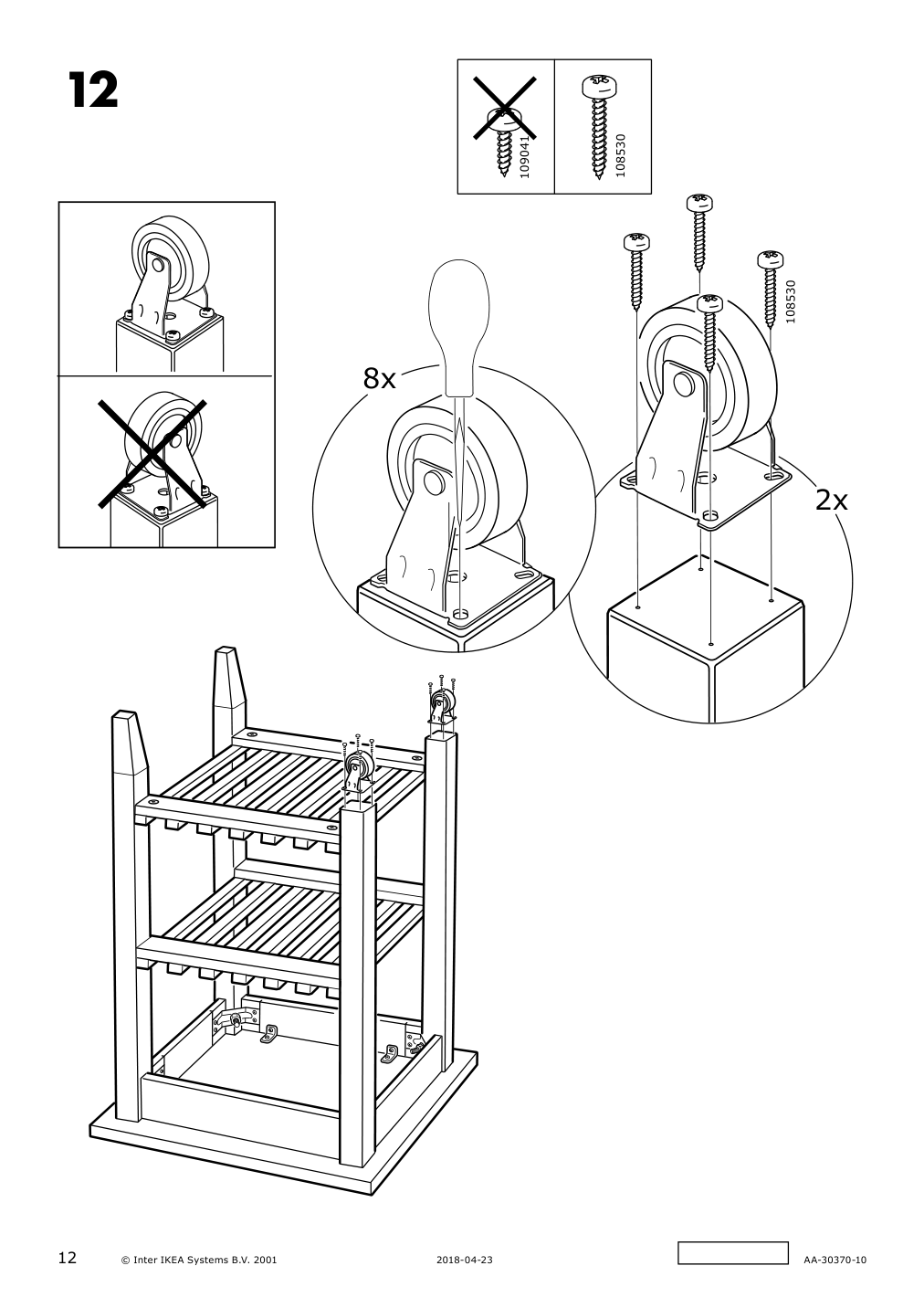 Assembly instructions for IKEA Bekvaem kitchen cart birch | Page 12 - IKEA BEKVÄM kitchen cart 302.403.48