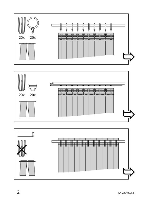 Assembly instructions for IKEA Bengta black out curtain 1 piece with heading tape blue | Page 2 - IKEA BENGTA black-out curtain, 1 piece 504.544.56