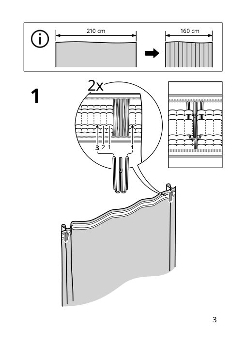 Assembly instructions for IKEA Bengta black out curtain 1 piece with heading tape blue | Page 3 - IKEA BENGTA black-out curtain, 1 piece 504.544.56