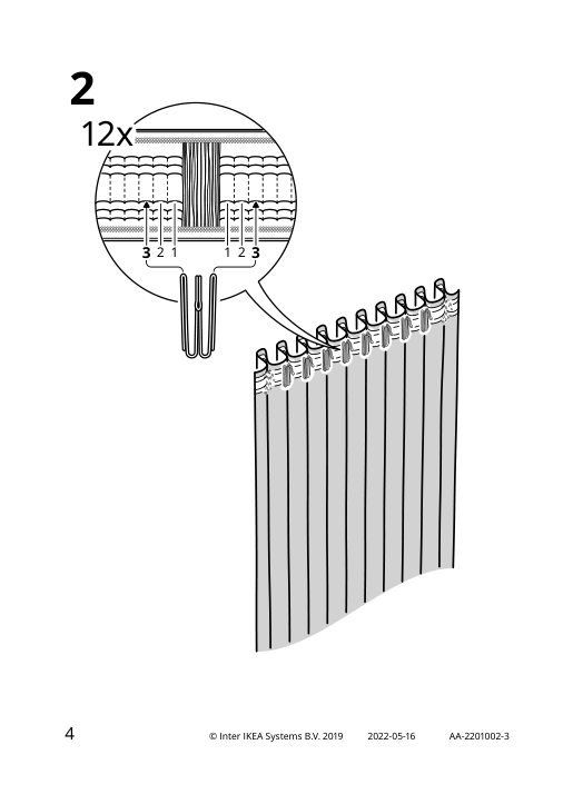 Assembly instructions for IKEA Bengta black out curtain 1 piece with heading tape blue | Page 4 - IKEA BENGTA black-out curtain, 1 piece 504.544.56