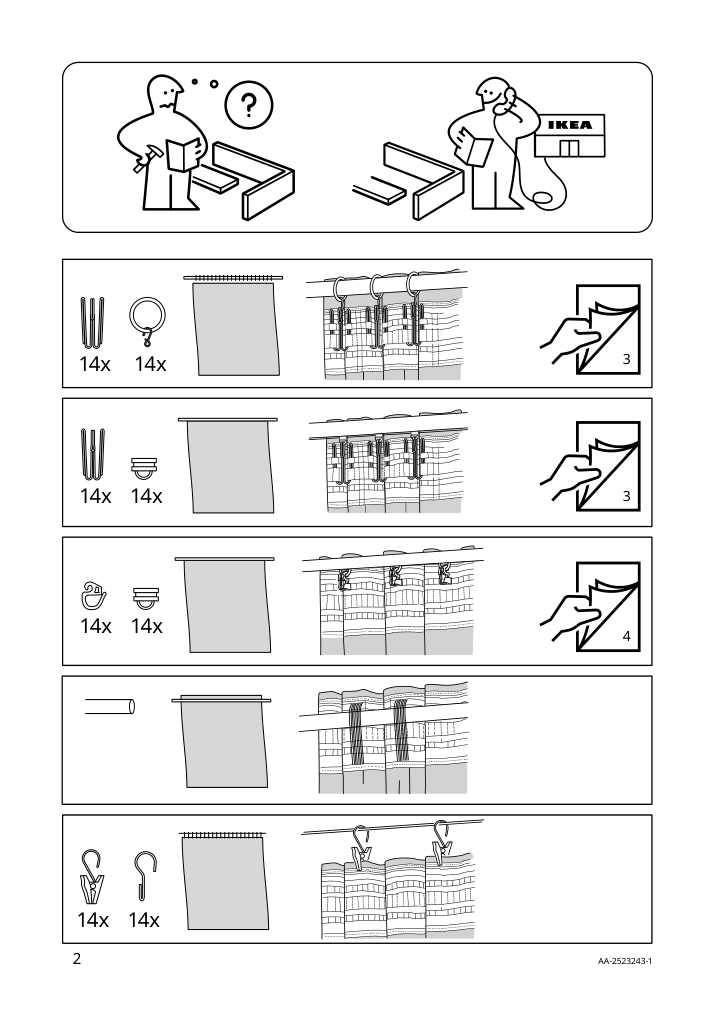 Assembly instructions for IKEA Bengta black out curtain 1 piece with heading tape blue | Page 2 - IKEA BENGTA black-out curtain, 1 piece 504.544.56