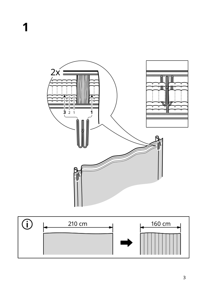 Assembly instructions for IKEA Bengta black out curtain 1 piece with heading tape blue | Page 3 - IKEA BENGTA black-out curtain, 1 piece 504.544.56