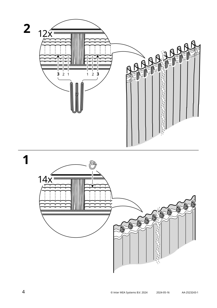 Assembly instructions for IKEA Bengta black out curtain 1 piece with heading tape blue | Page 4 - IKEA BENGTA black-out curtain, 1 piece 504.544.56