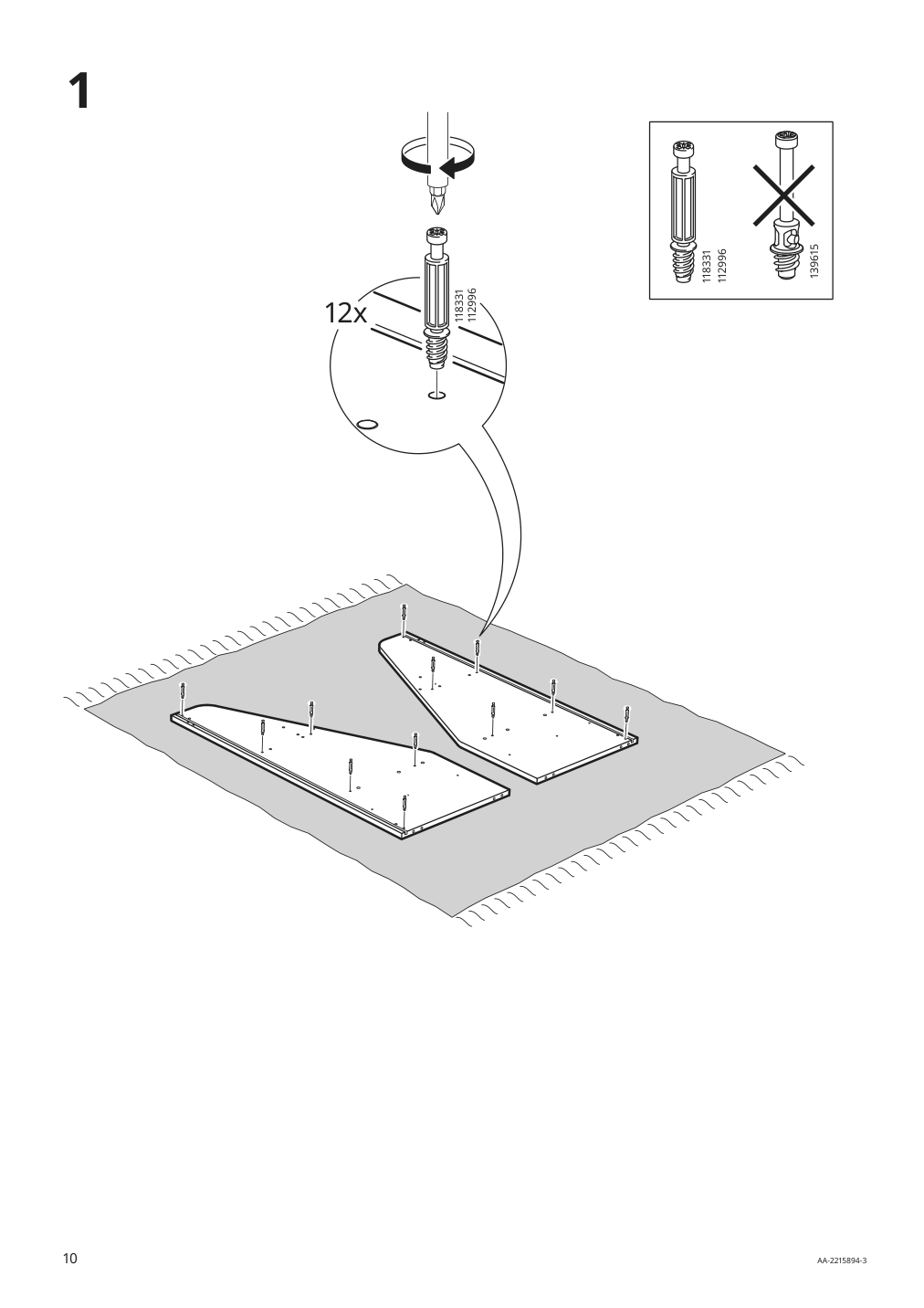 Assembly instructions for IKEA Bergig book display with storage white | Page 10 - IKEA BERGIG book display with storage 004.727.02